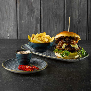 Homespun Slate Blue Chefs' Oblong Plate 29.8 x 15.3cm